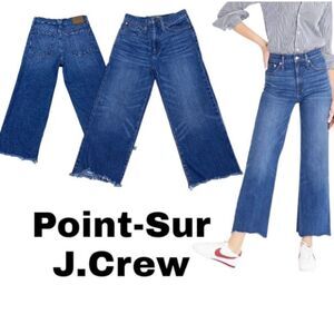 Point Sur J.Crew 27x23 Wide Leg Crop Frayed High Rise Stretch Jeans.